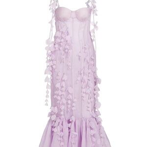 Lavender Strapless Gown with Leaf Accents